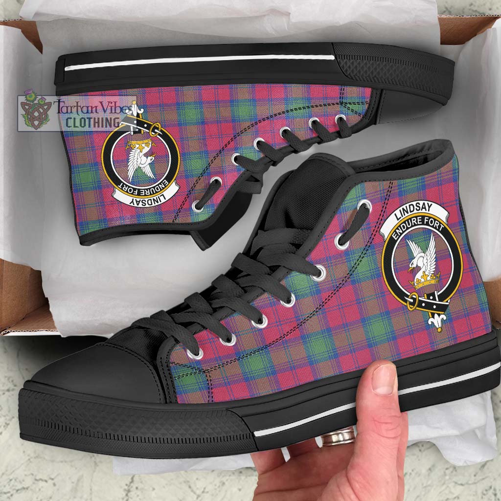 Tartan Vibes Clothing Lindsay Ancient Tartan High Top Shoes with Family Crest