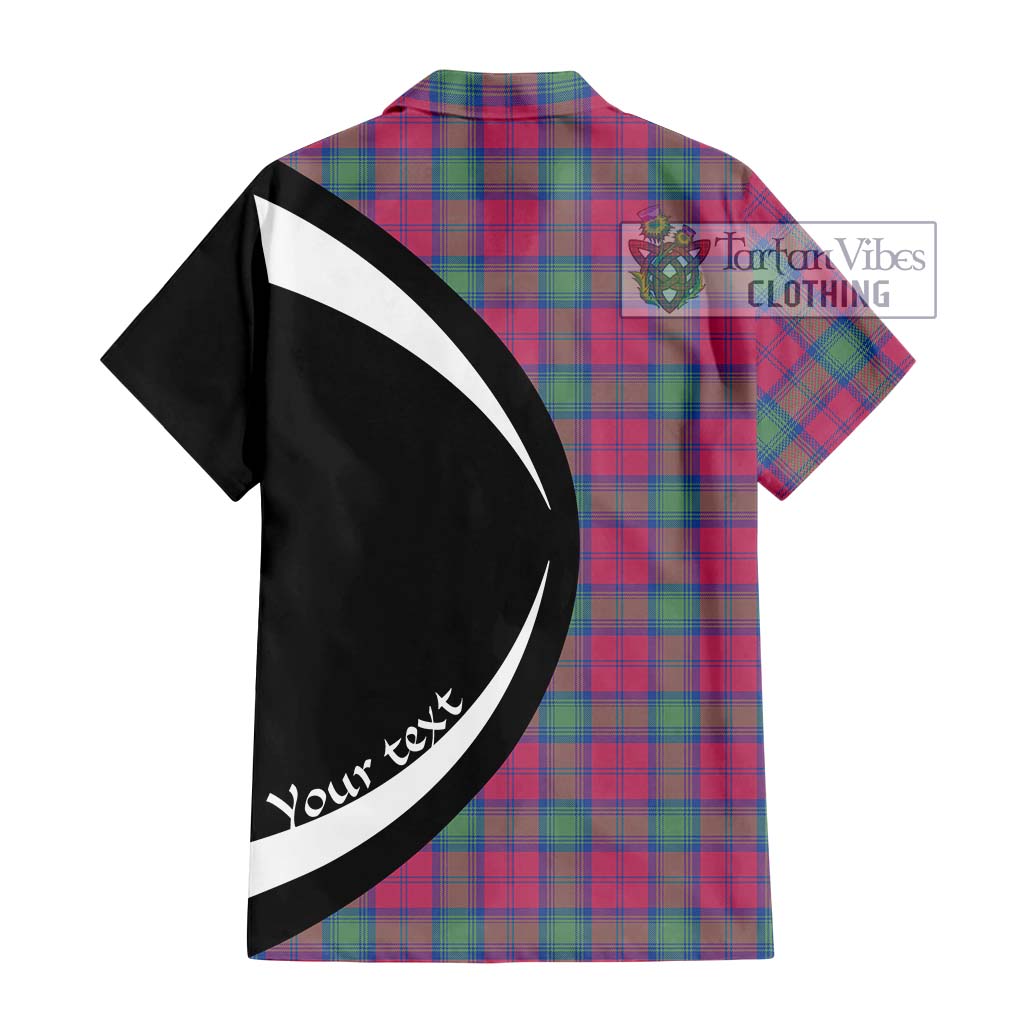 Lindsay Ancient Tartan Short Sleeve Button Up with Family Crest Circle Style - Tartan Vibes Clothing