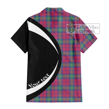 Lindsay Ancient Tartan Short Sleeve Button Up with Family Crest Circle Style