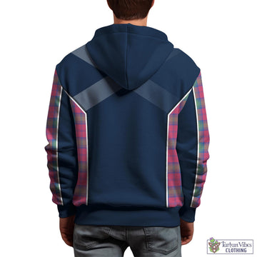 Lindsay Ancient Tartan Hoodie with Family Crest and Scottish Thistle Vibes Sport Style