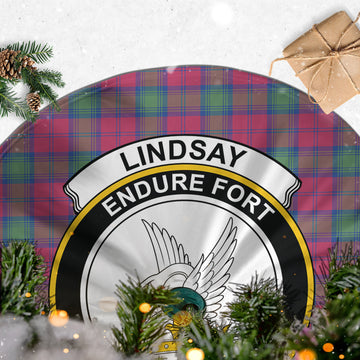 Lindsay Ancient Tartan Christmas Tree Skirt with Family Crest