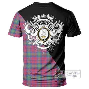 Lindsay Ancient Tartan T-Shirt with Family Crest and Military Logo Style