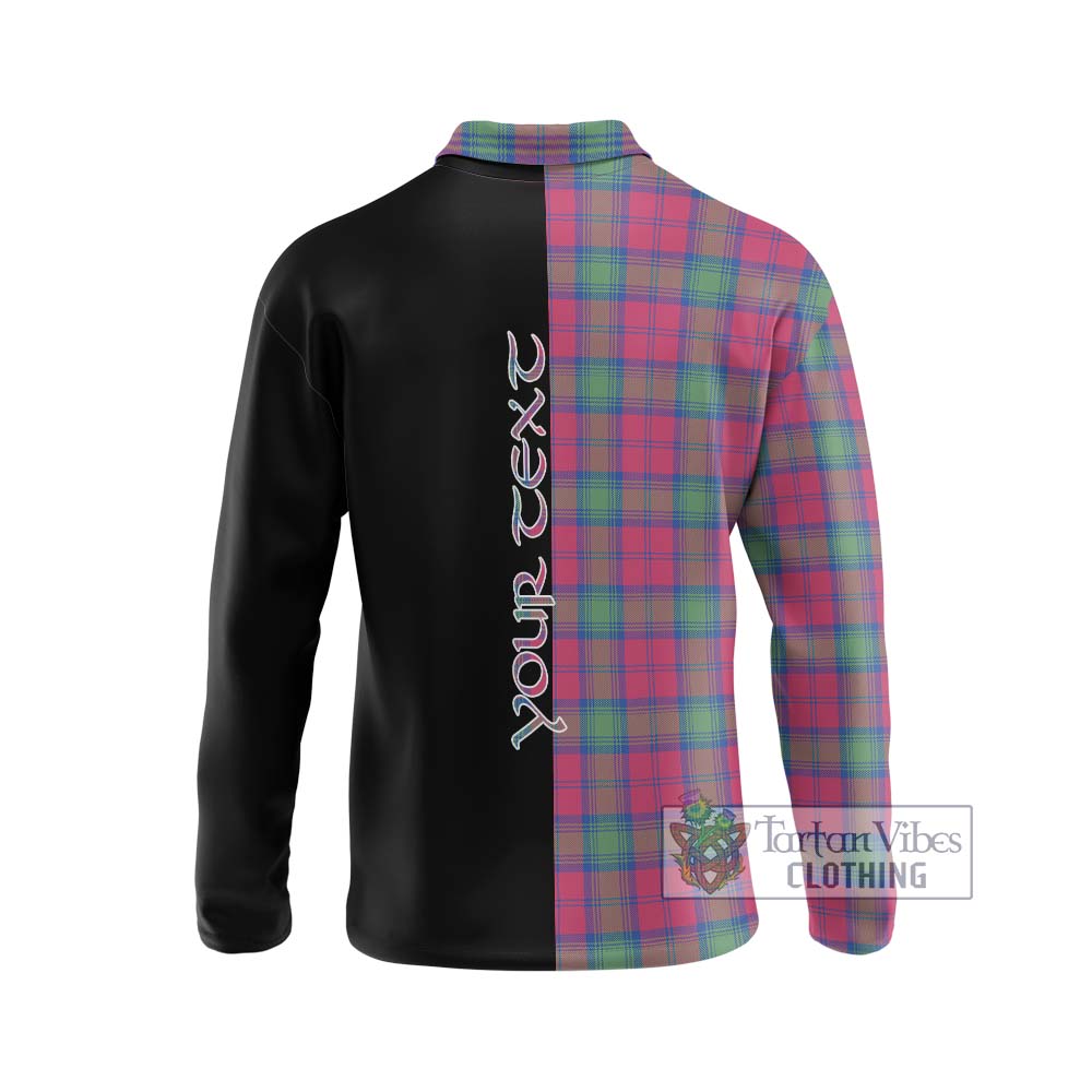 Tartan Vibes Clothing Lindsay Ancient Tartan Long Sleeve Polo Shirt with Family Crest and Half Of Me Style