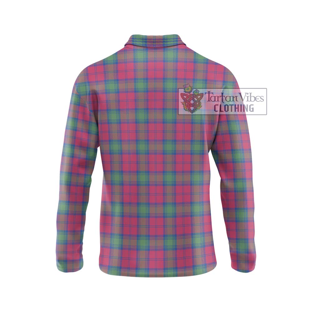 Lindsay Ancient Tartan Long Sleeve Polo Shirt with Family Crest DNA In Me Style - Tartanvibesclothing Shop