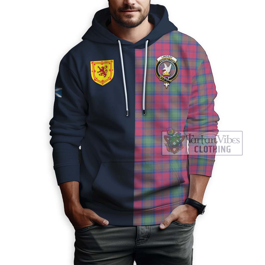 Tartan Vibes Clothing Lindsay Ancient Tartan Hoodie with Scottish Lion Royal Arm Half Style