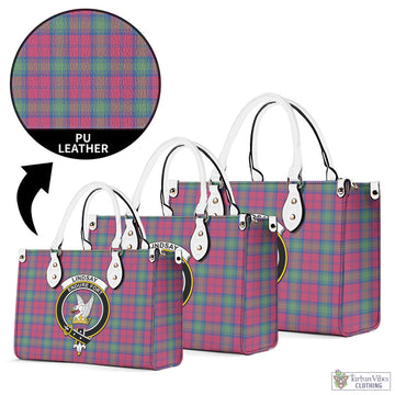 Lindsay Ancient Tartan Luxury Leather Handbags with Family Crest