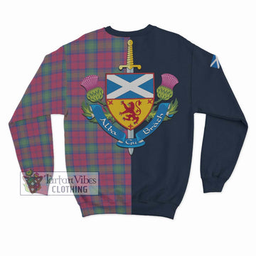 Lindsay Ancient Tartan Sweatshirt with Scottish Lion Royal Arm Half Style