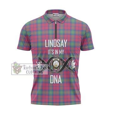 Lindsay Ancient Tartan Zipper Polo Shirt with Family Crest DNA In Me Style