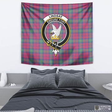 Lindsay Ancient Tartan Tapestry Wall Hanging and Home Decor for Room with Family Crest