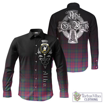 Lindsay Ancient Tartan Long Sleeve Button Up Featuring Alba Gu Brath Family Crest Celtic Inspired