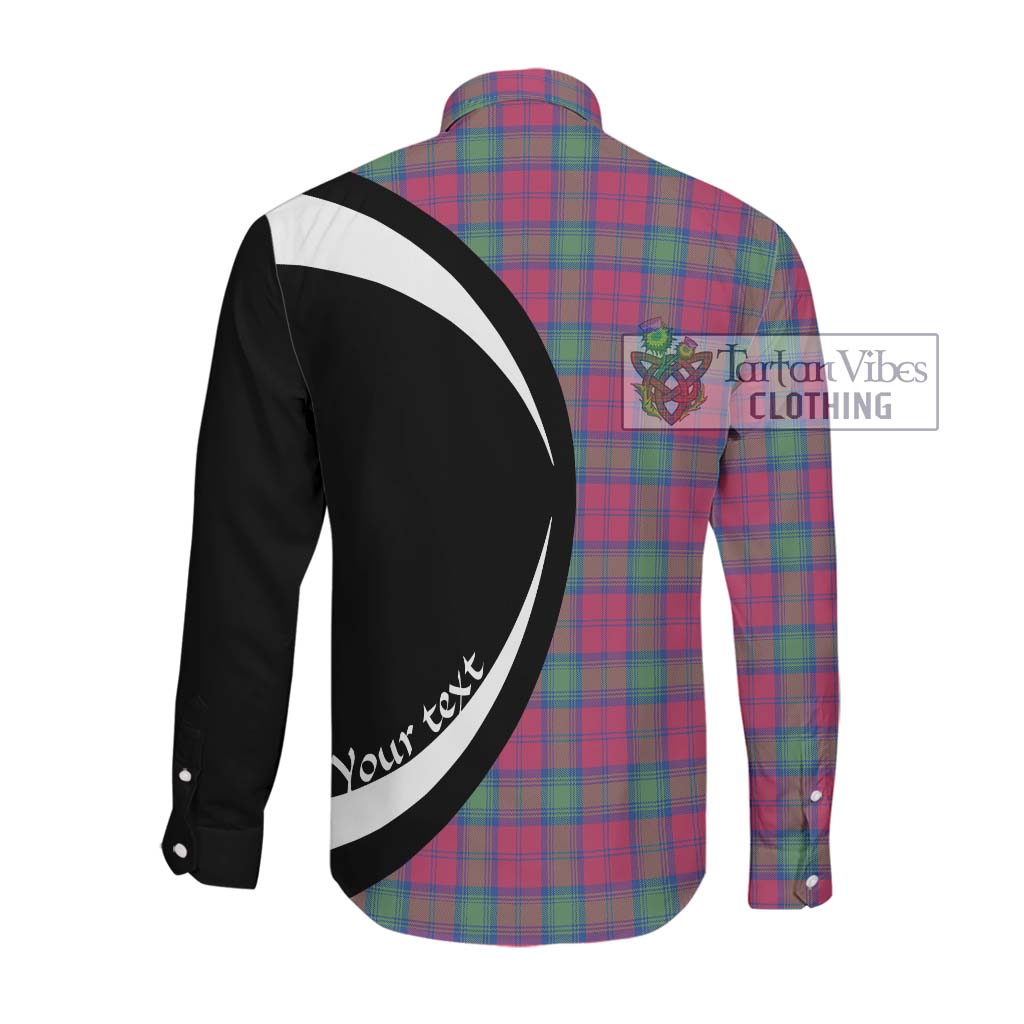 Lindsay Ancient Tartan Long Sleeve Button Up with Family Crest Circle Style Men's Shirt - Tartan Vibes Clothing