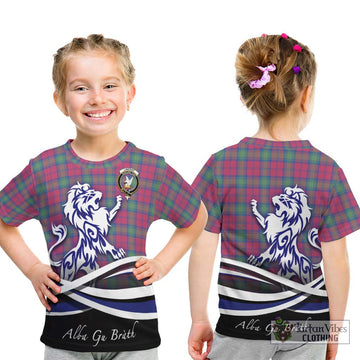 Lindsay Ancient Tartan Kid T-Shirt with Alba Gu Brath Regal Lion Emblem