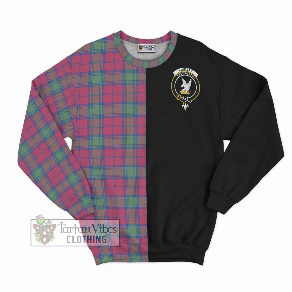 Lindsay Ancient Tartan Sweatshirt with Family Crest and Half Of Me Style - Tartanvibesclothing Shop