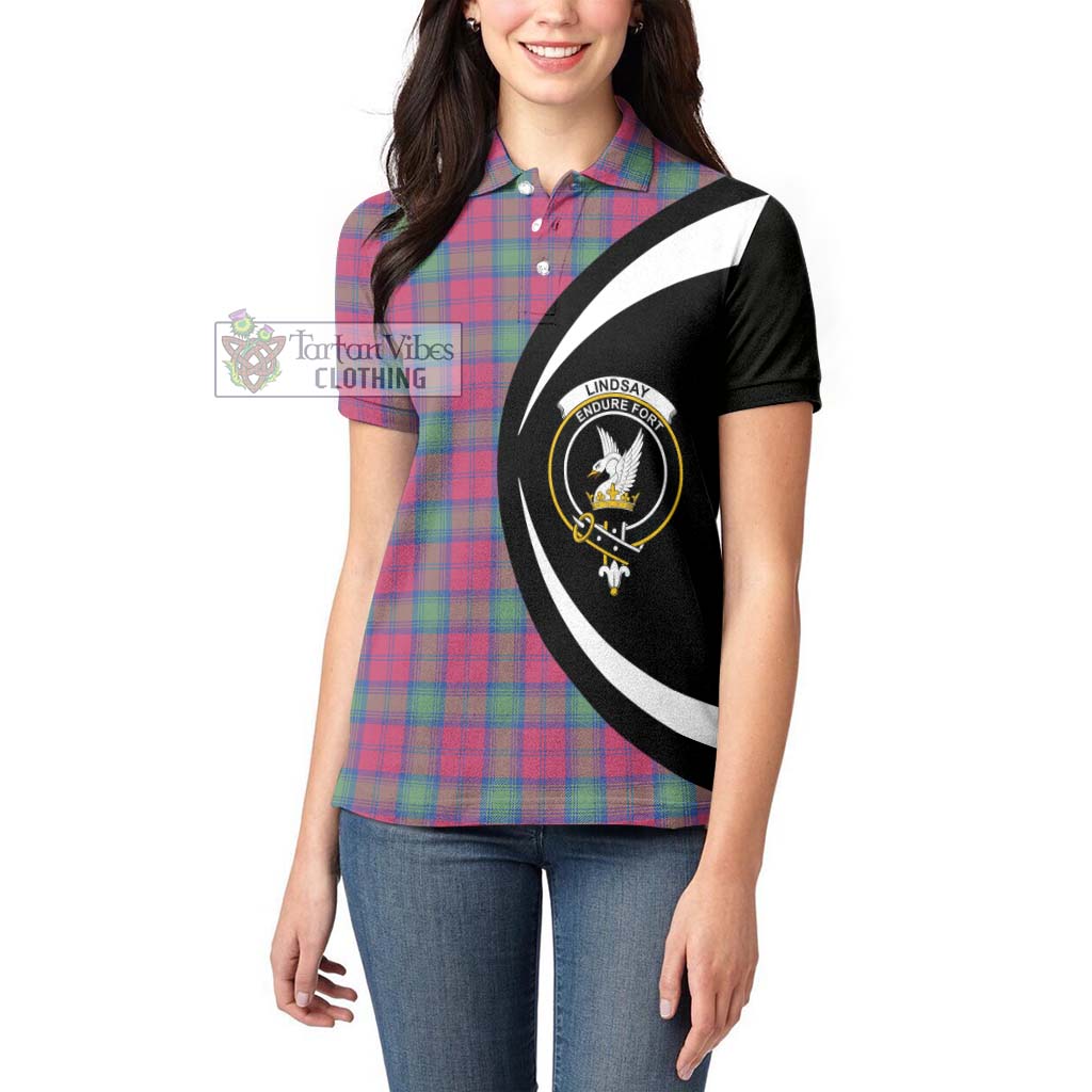 Tartan Vibes Clothing Lindsay Ancient Tartan Women's Polo Shirt with Family Crest Circle Style
