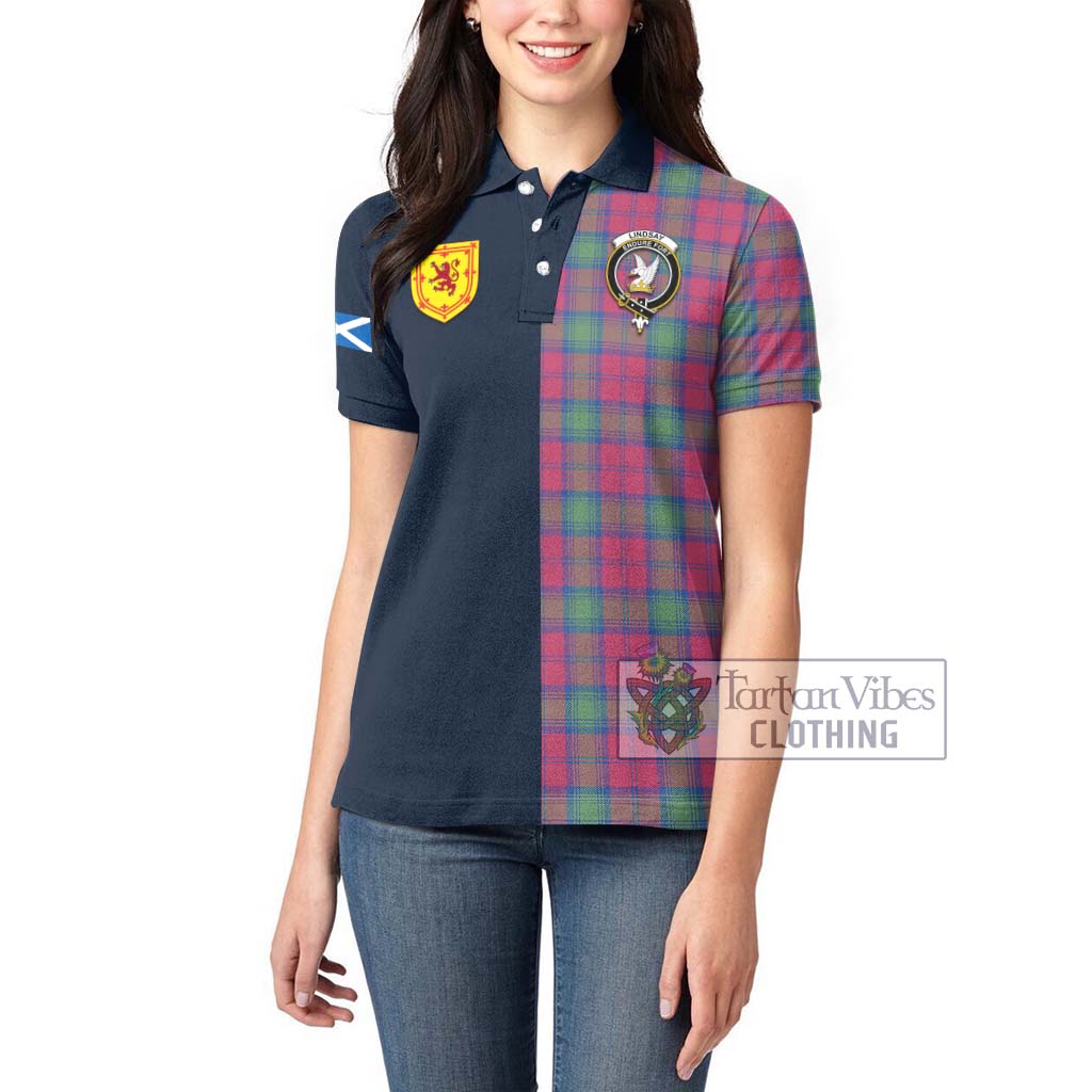 Tartan Vibes Clothing Lindsay Ancient Tartan Women's Polo Shirt with Scottish Lion Royal Arm Half Style