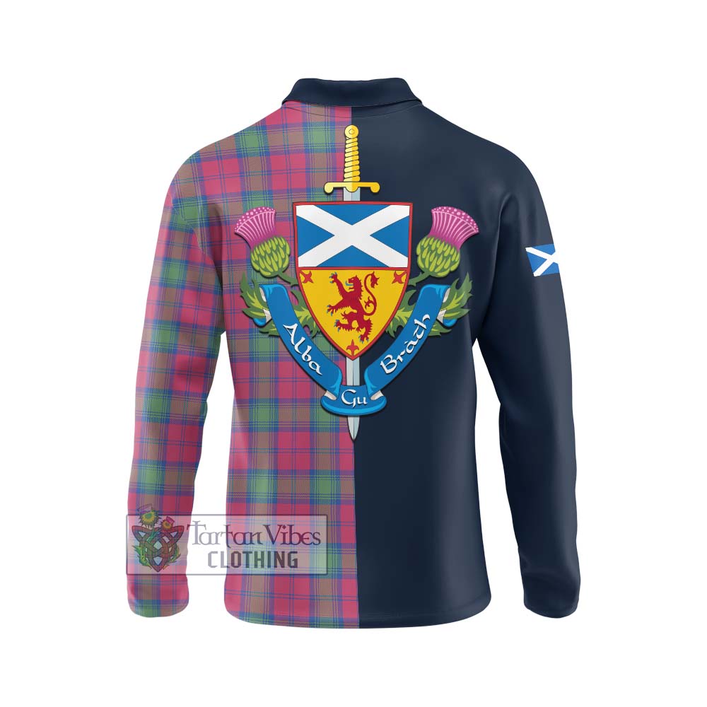 Tartan Vibes Clothing Lindsay Ancient Tartan Long Sleeve Polo Shirt with Scottish Lion Royal Arm Half Style