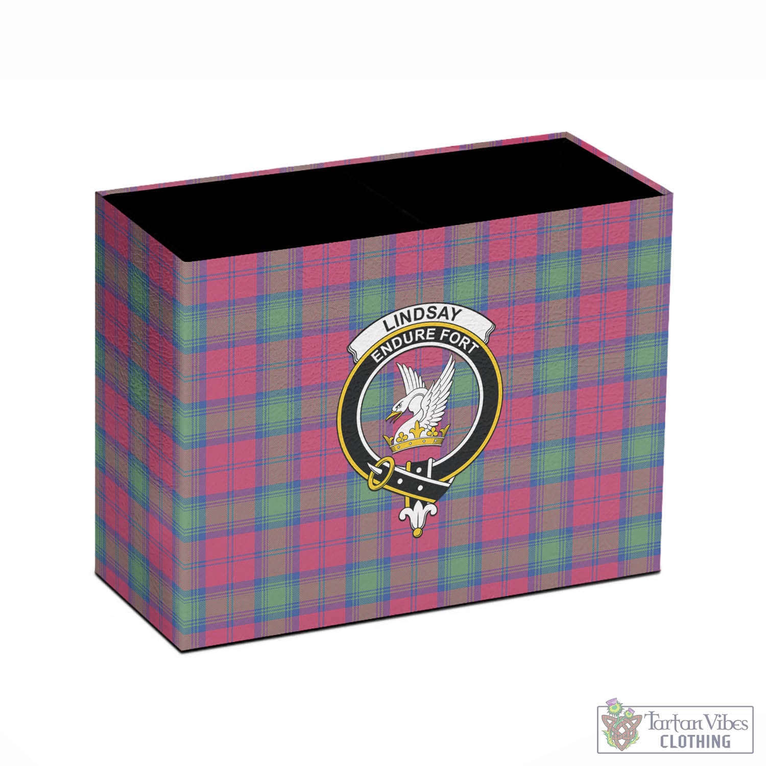 Tartan Vibes Clothing Lindsay Ancient Tartan Pen Holder with Family Crest