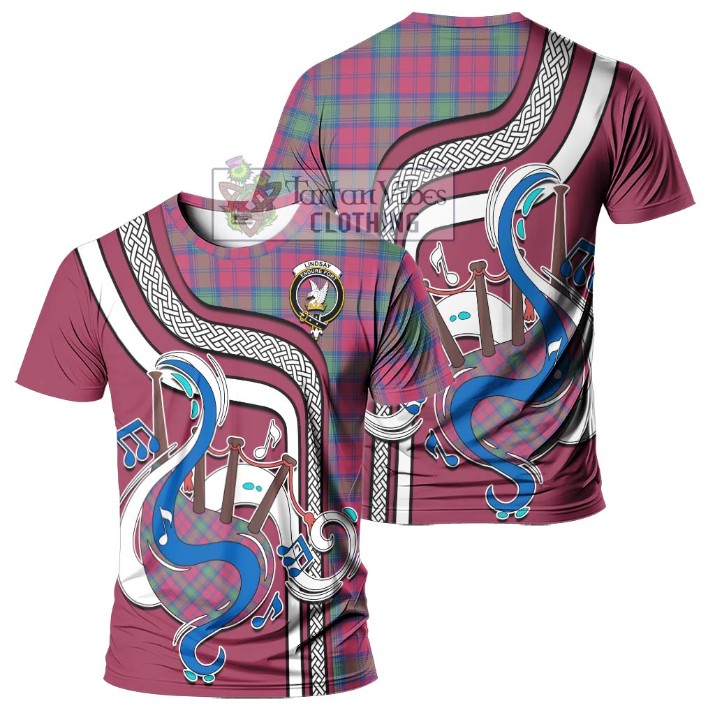 Tartan Vibes Clothing Lindsay Ancient Tartan T-Shirt with Epic Bagpipe Style