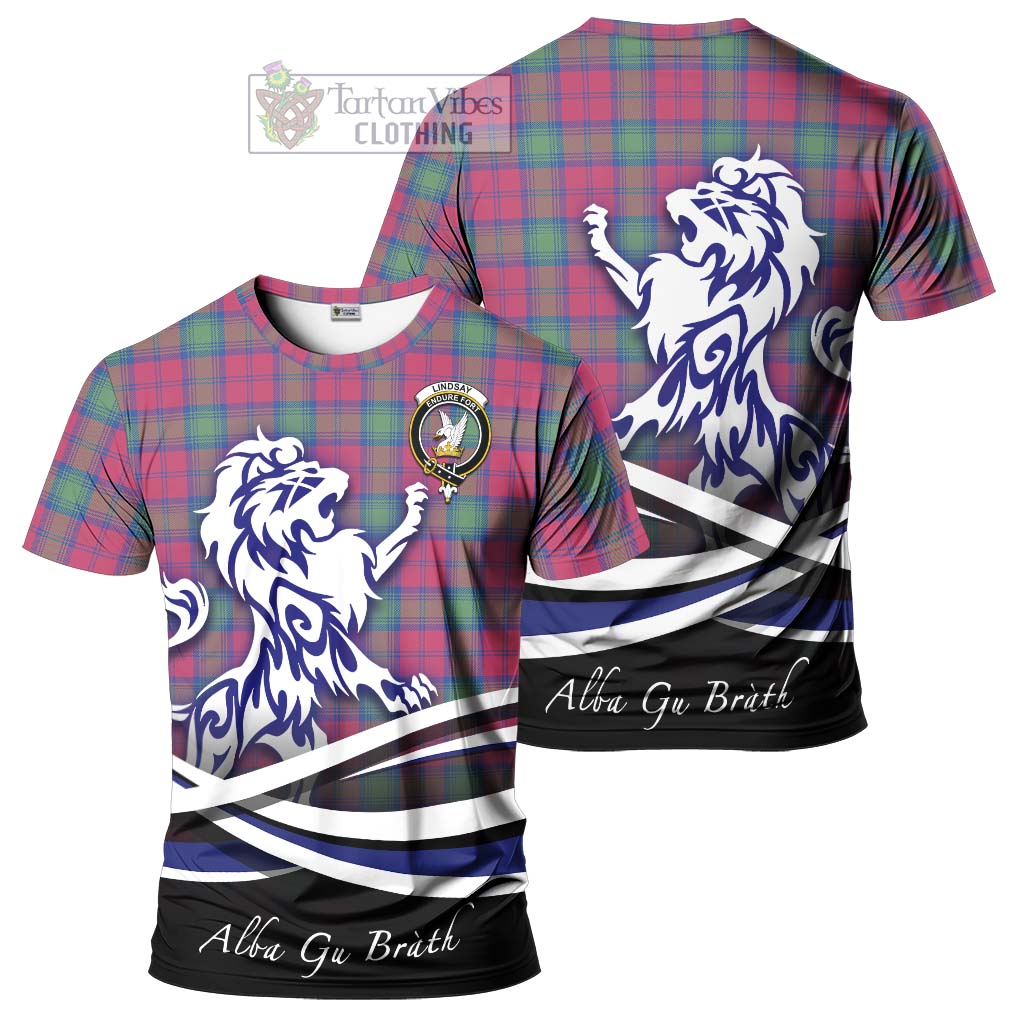 Tartan Vibes Clothing Lindsay Ancient Tartan Cotton T-shirt with Alba Gu Brath Regal Lion Emblem