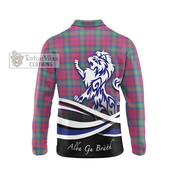 Lindsay Ancient Tartan Long Sleeve Polo Shirt with Alba Gu Brath Regal Lion Emblem