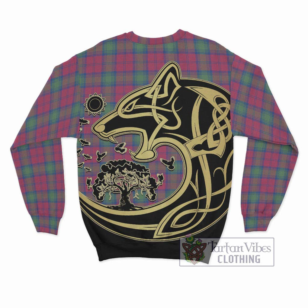 Lindsay Ancient Tartan Sweatshirt with Family Crest Celtic Wolf Style - Tartan Vibes Clothing