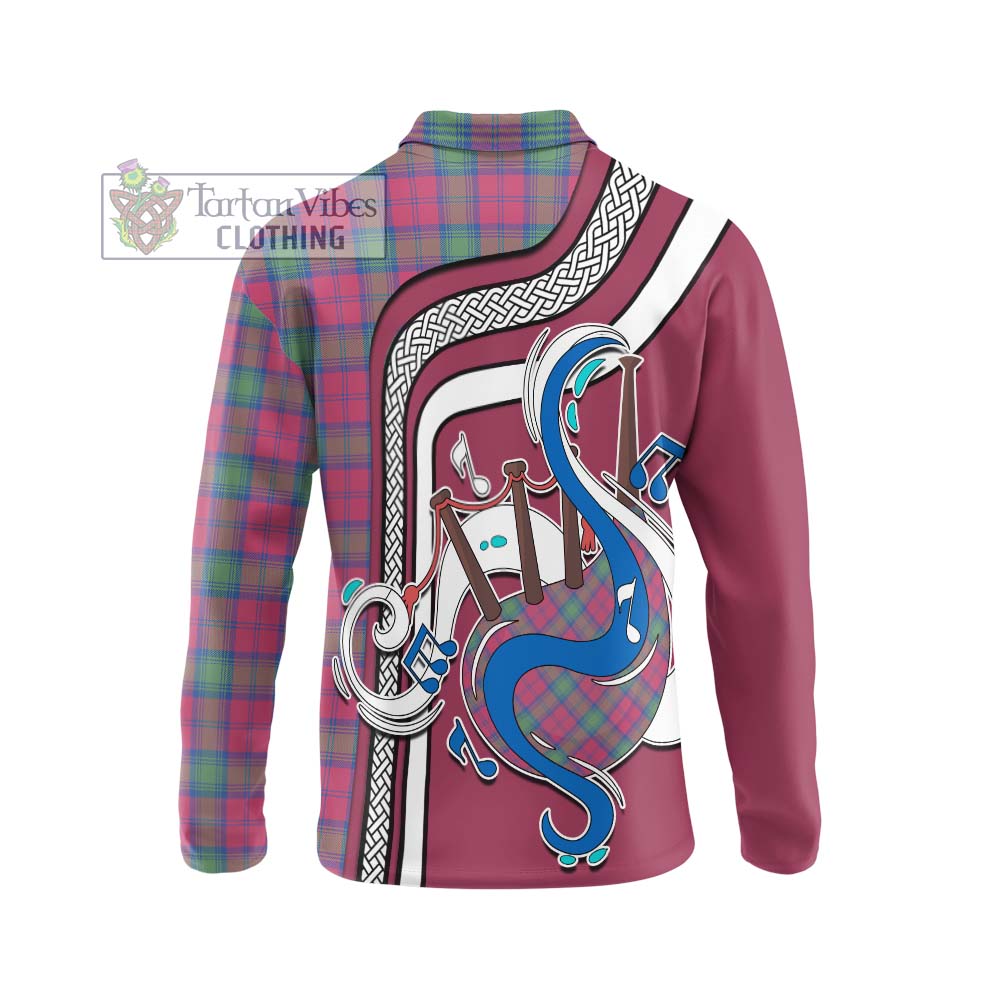 Tartan Vibes Clothing Lindsay Ancient Tartan Long Sleeve Polo Shirt with Epic Bagpipe Style