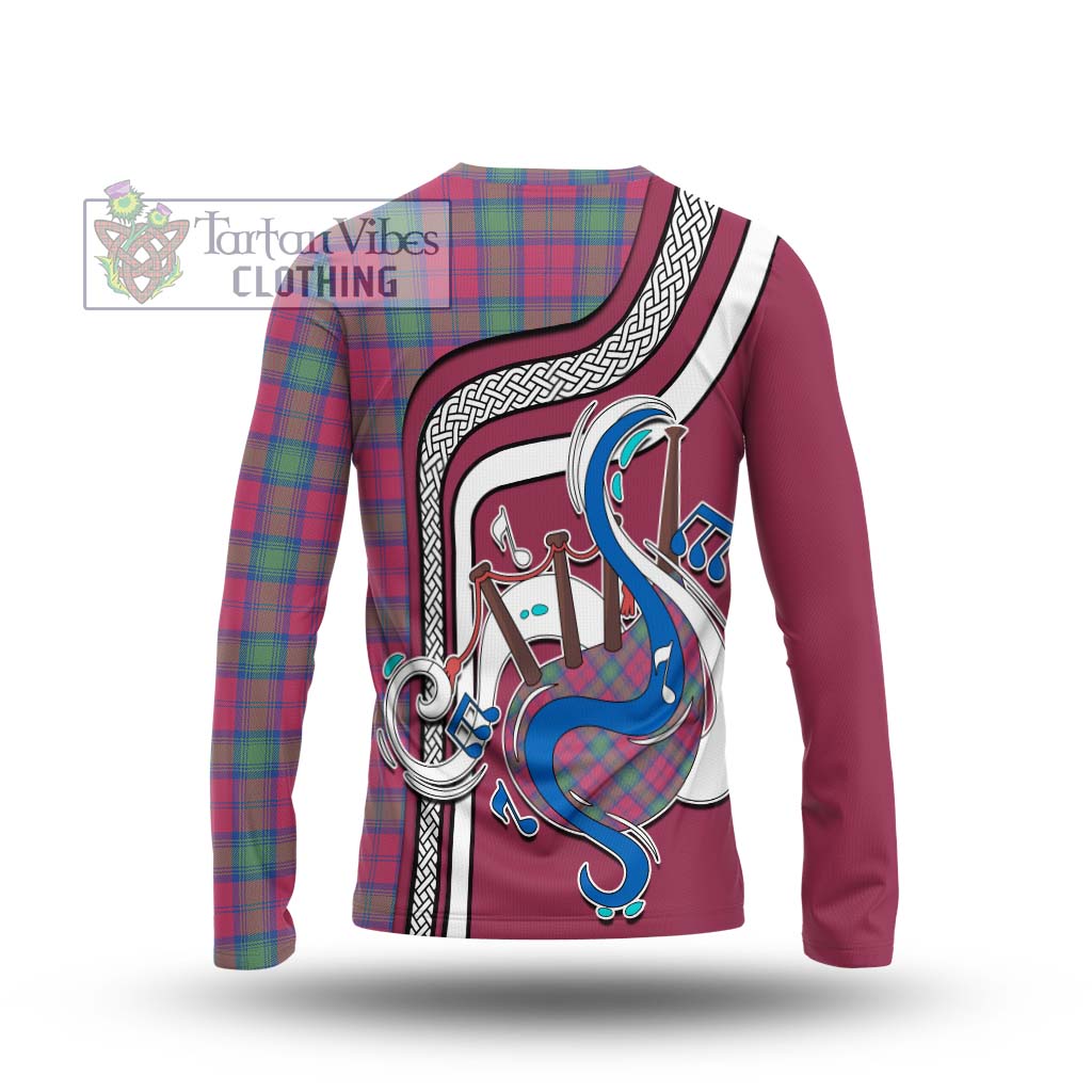 Tartan Vibes Clothing Lindsay Ancient Tartan Long Sleeve T-Shirt with Epic Bagpipe Style