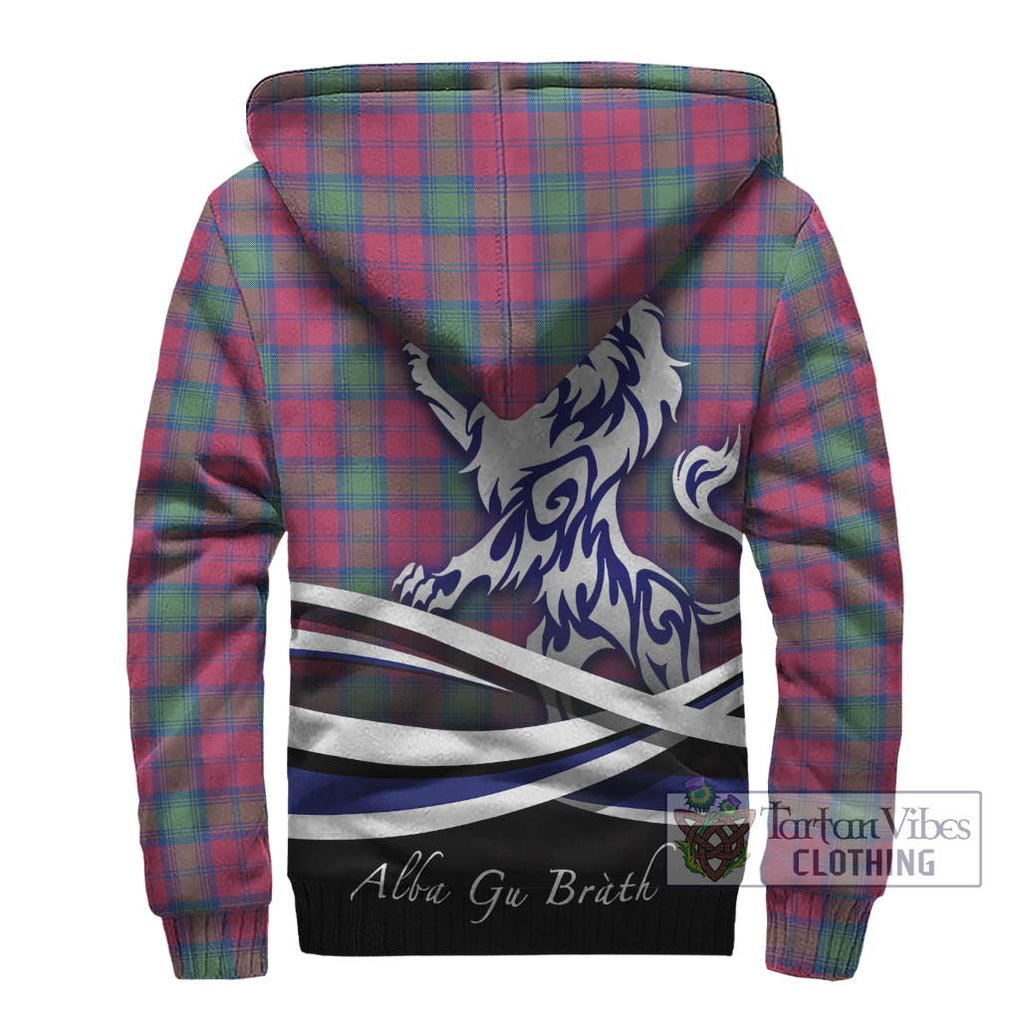 Lindsay Ancient Tartan Sherpa Hoodie with Alba Gu Brath Regal Lion Emblem - Tartanvibesclothing Shop