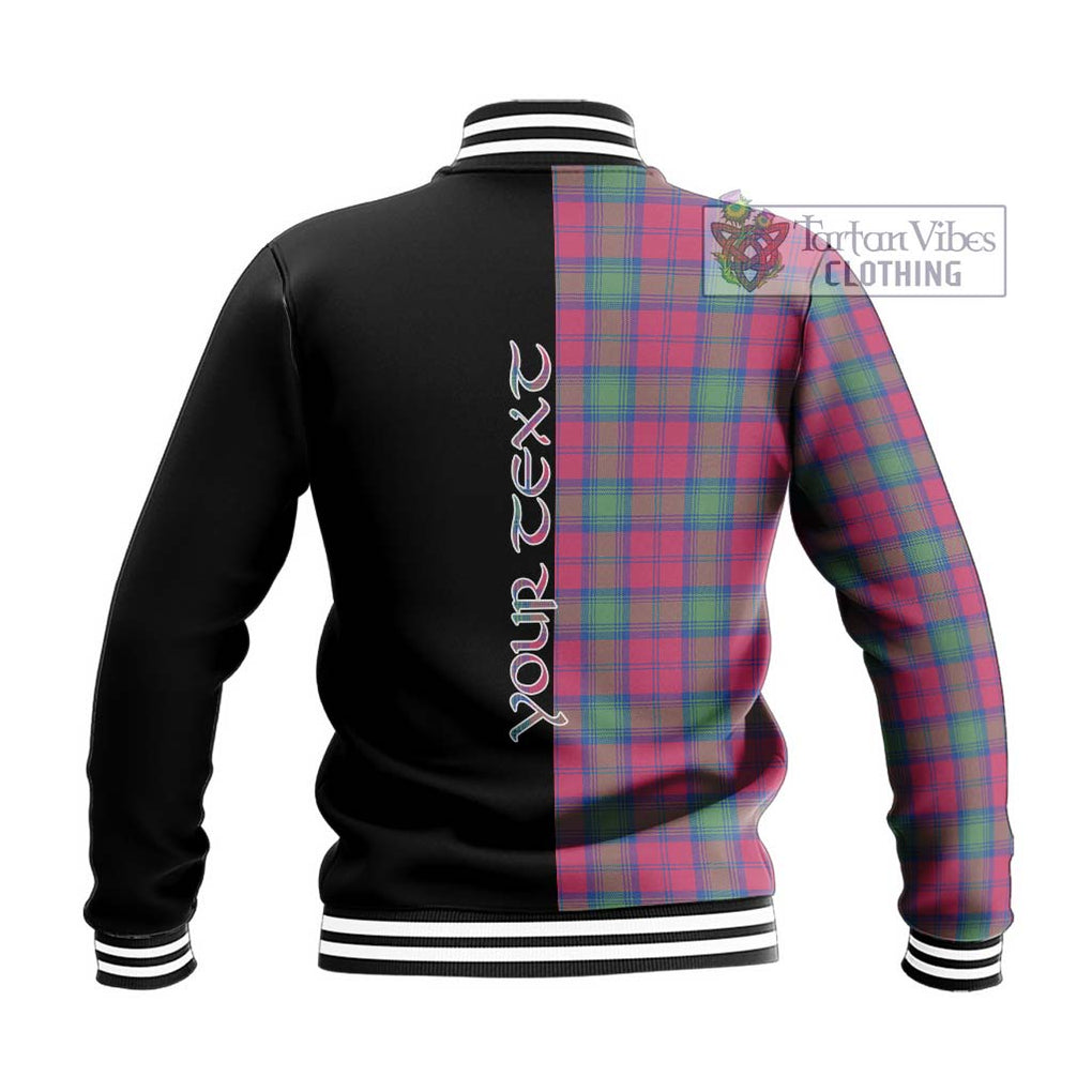 Lindsay Ancient Tartan Baseball Jacket with Family Crest and Half Of Me Style - Tartanvibesclothing Shop