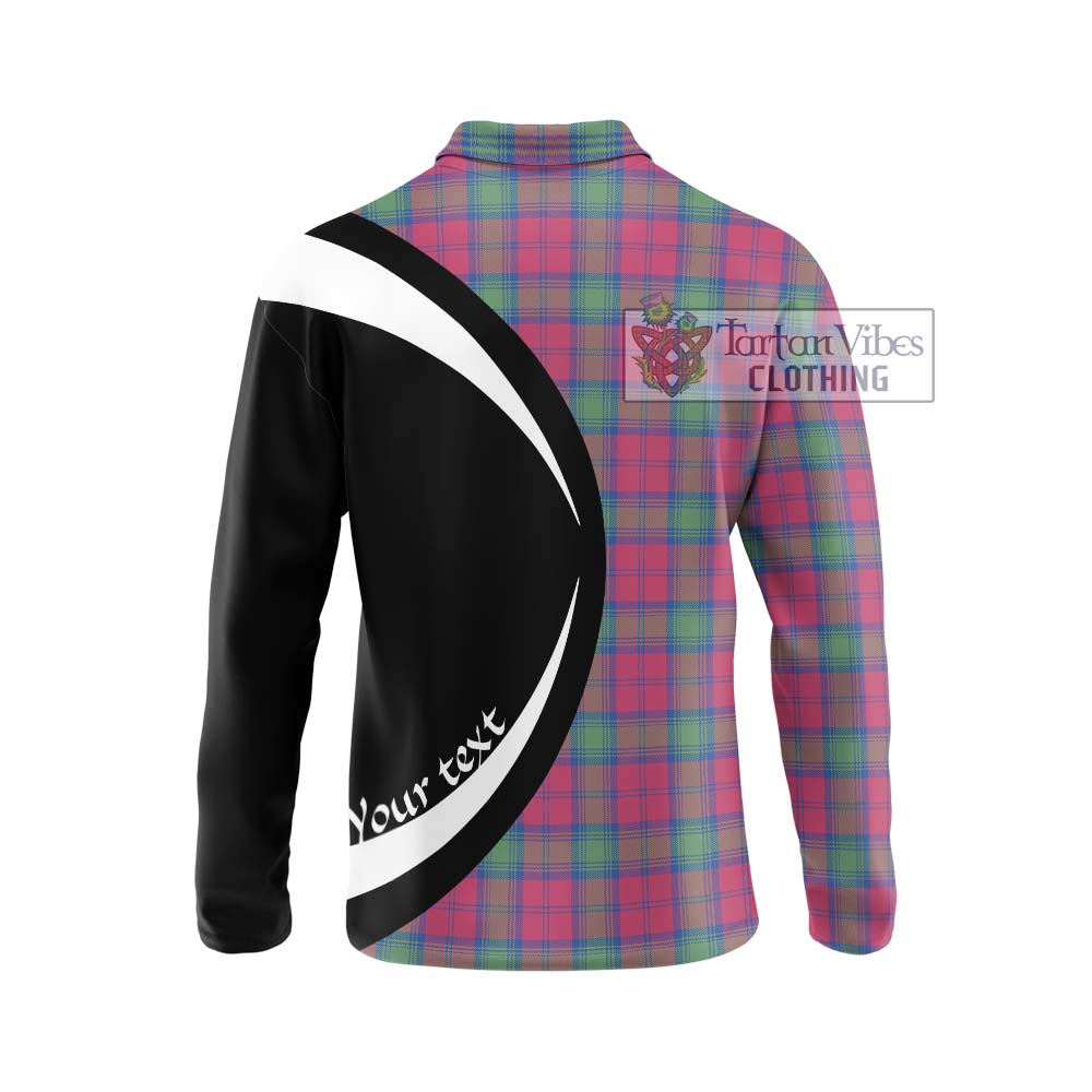 Lindsay Ancient Tartan Long Sleeve Polo Shirt with Family Crest Circle Style - Tartan Vibes Clothing