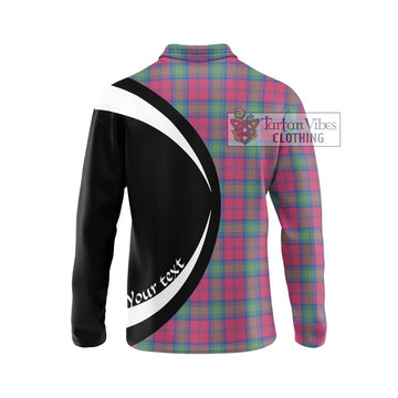 Lindsay Ancient Tartan Long Sleeve Polo Shirt with Family Crest Circle Style