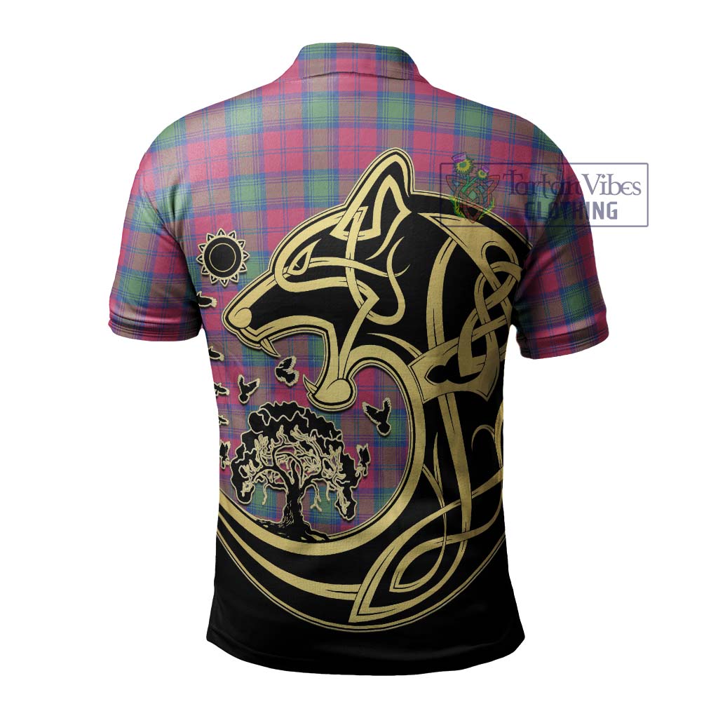 Tartan Vibes Clothing Lindsay Ancient Tartan Polo Shirt with Family Crest Celtic Wolf Style