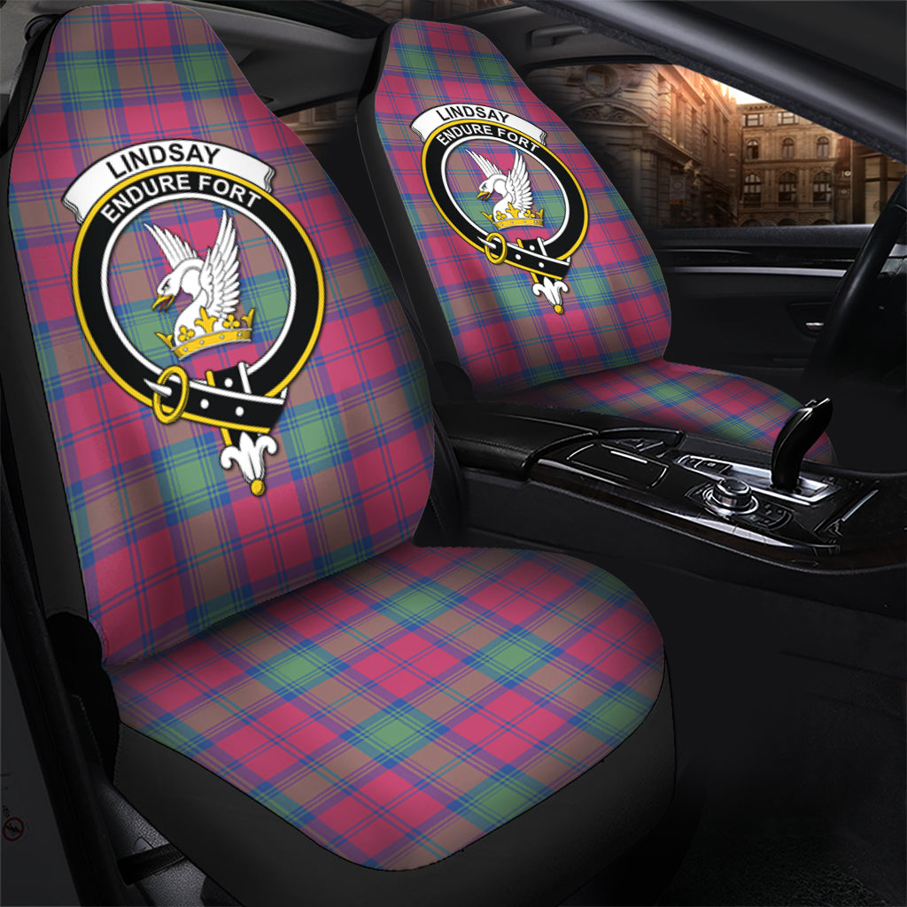 Lindsay Ancient Tartan Car Seat Cover with Family Crest - Tartanvibesclothing