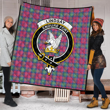 Lindsay Ancient Tartan Quilt with Family Crest