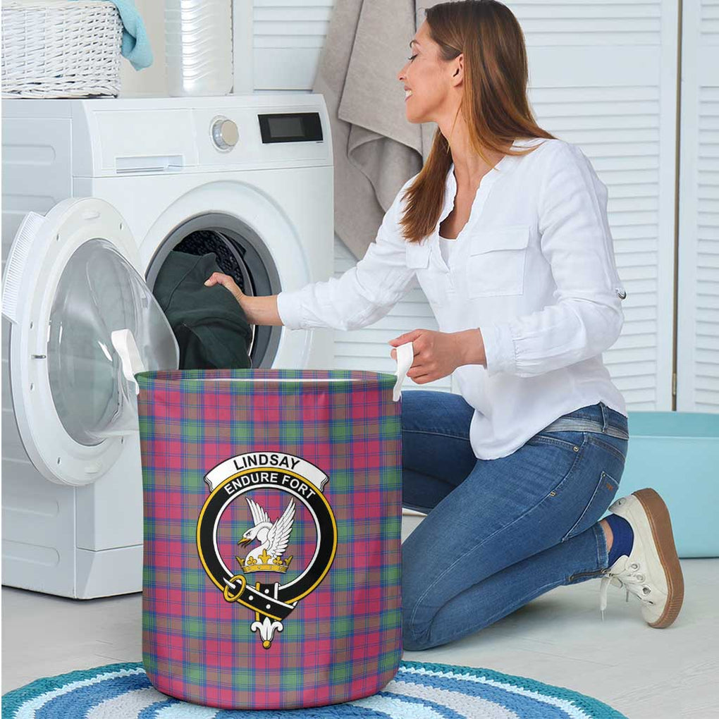 Lindsay Ancient Tartan Laundry Basket with Family Crest - Tartanvibesclothing Shop