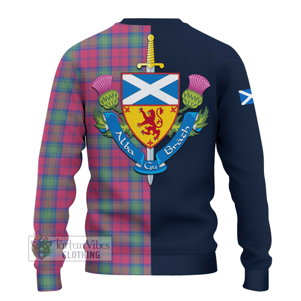 Tartan Vibes Clothing Lindsay Ancient Tartan Knitted Sweater with Scottish Lion Royal Arm Half Style