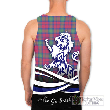 Lindsay Ancient Tartan Men's Tank Top with Alba Gu Brath Regal Lion Emblem