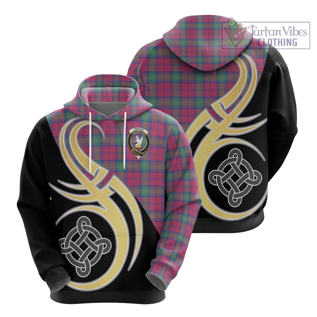 Lindsay Ancient Tartan Hoodie with Family Crest and Celtic Symbol Style - Tartan Vibes Clothing