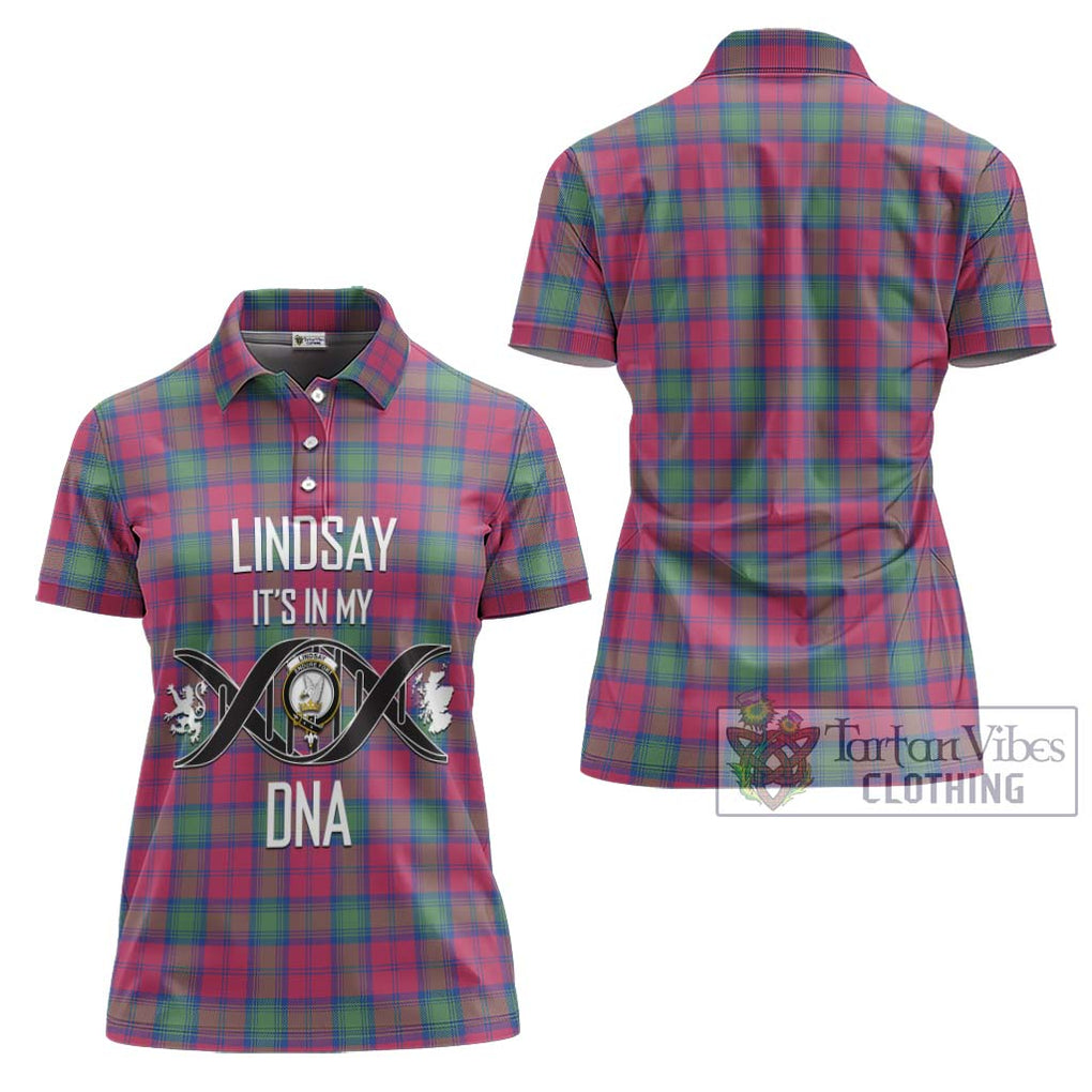 Lindsay Ancient Tartan Women's Polo Shirt with Family Crest DNA In Me Style - Tartanvibesclothing Shop