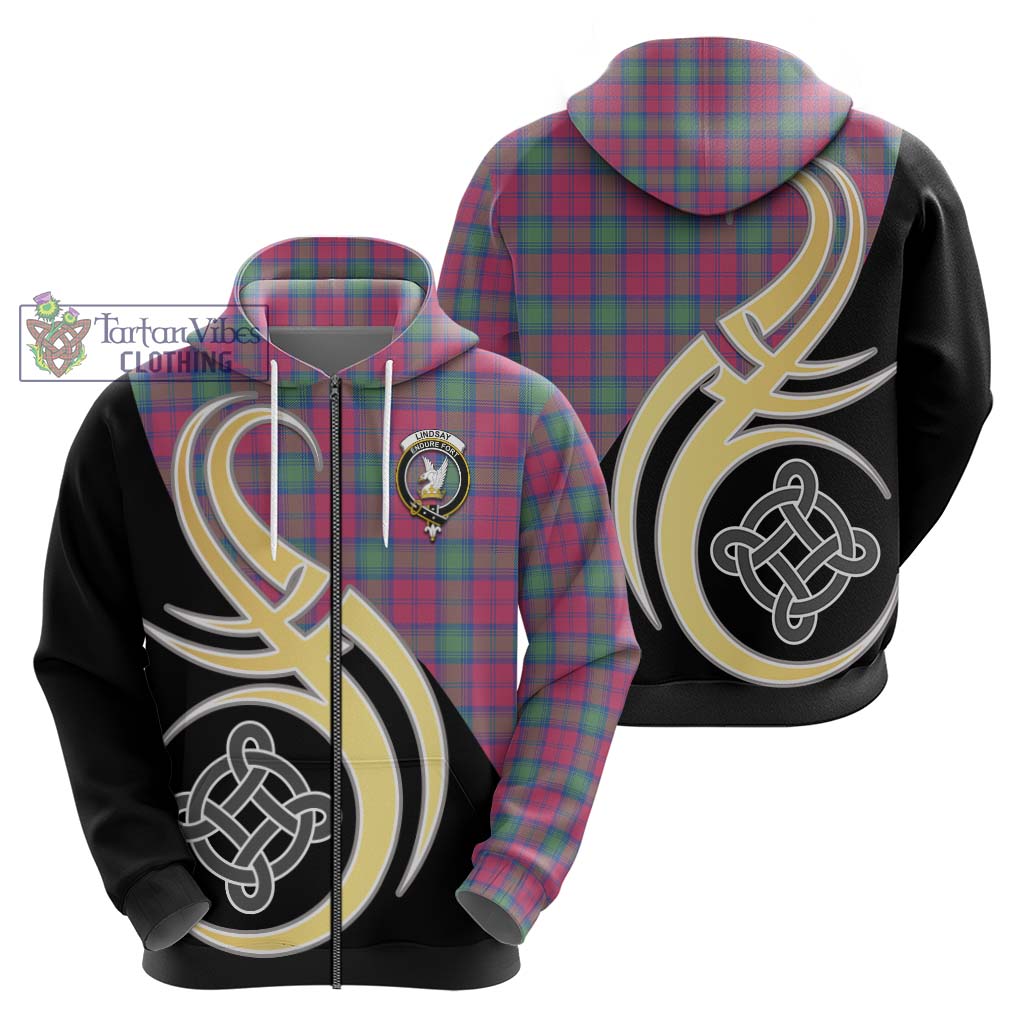 Lindsay Ancient Tartan Hoodie with Family Crest and Celtic Symbol Style - Tartan Vibes Clothing