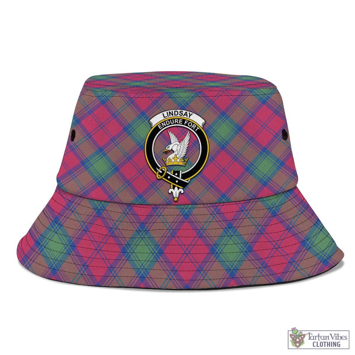 Tartan Vibes Clothing Lindsay Ancient Tartan Bucket Hat with Family Crest