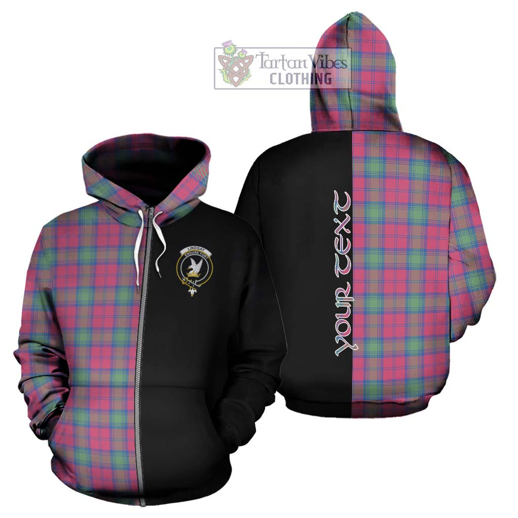 Lindsay Ancient Tartan Hoodie with Family Crest and Half Of Me Style - Tartanvibesclothing Shop