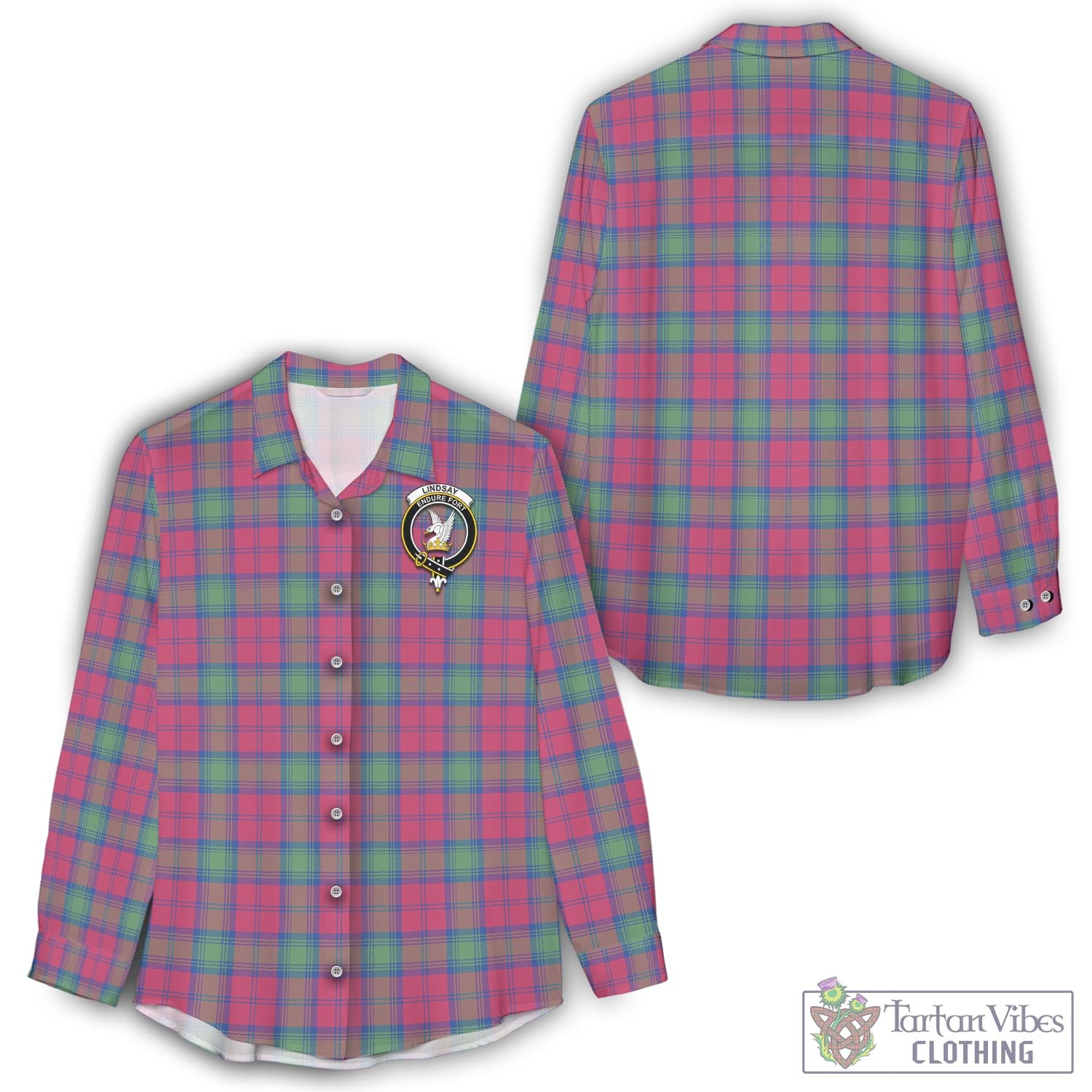 Tartan Vibes Clothing Lindsay Ancient Tartan Womens Casual Shirt with Family Crest