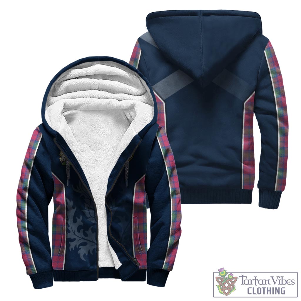 Tartan Vibes Clothing Lindsay Ancient Tartan Sherpa Hoodie with Family Crest and Scottish Thistle Vibes Sport Style