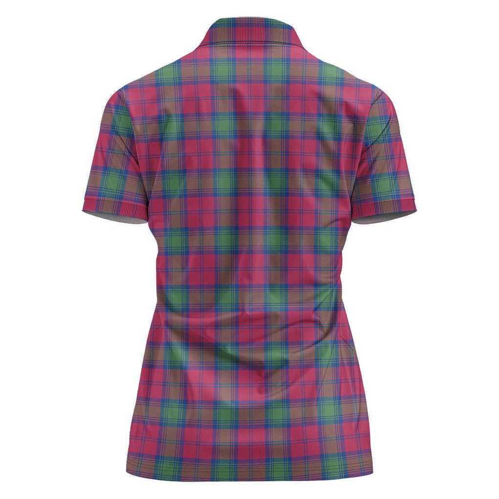 Lindsay Ancient Tartan Polo Shirt with Family Crest For Women - Tartan Vibes Clothing