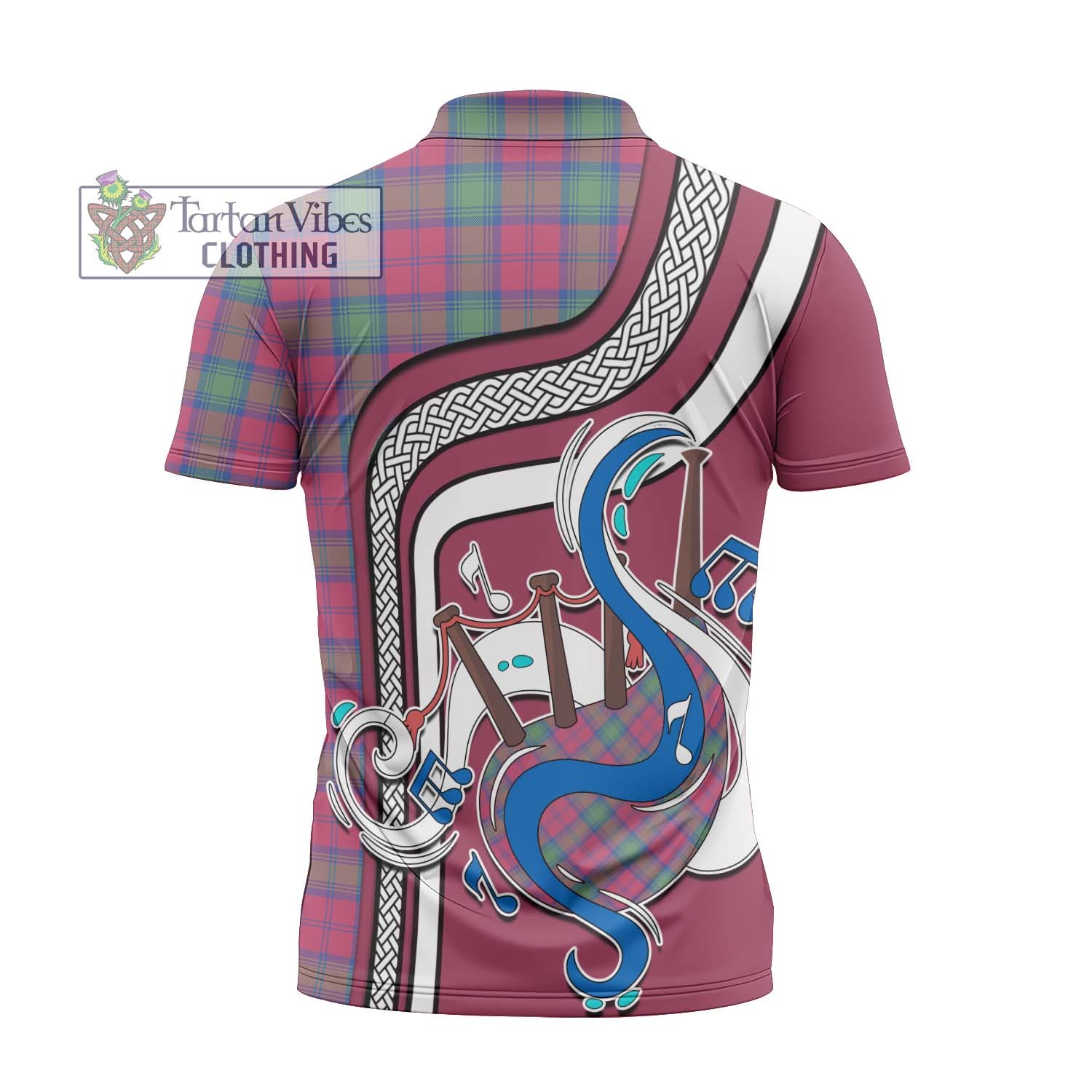 Tartan Vibes Clothing Lindsay Ancient Tartan Zipper Polo Shirt with Epic Bagpipe Style