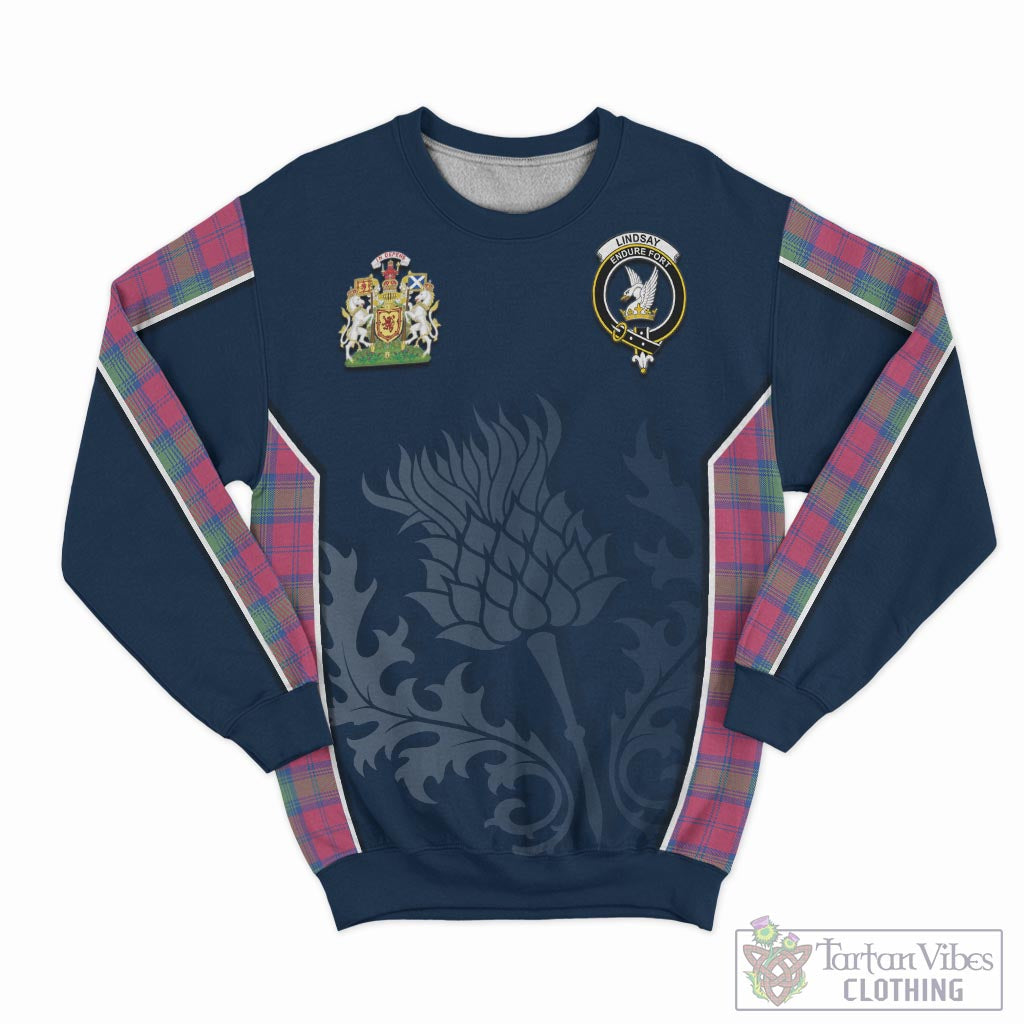 Tartan Vibes Clothing Lindsay Ancient Tartan Sweatshirt with Family Crest and Scottish Thistle Vibes Sport Style