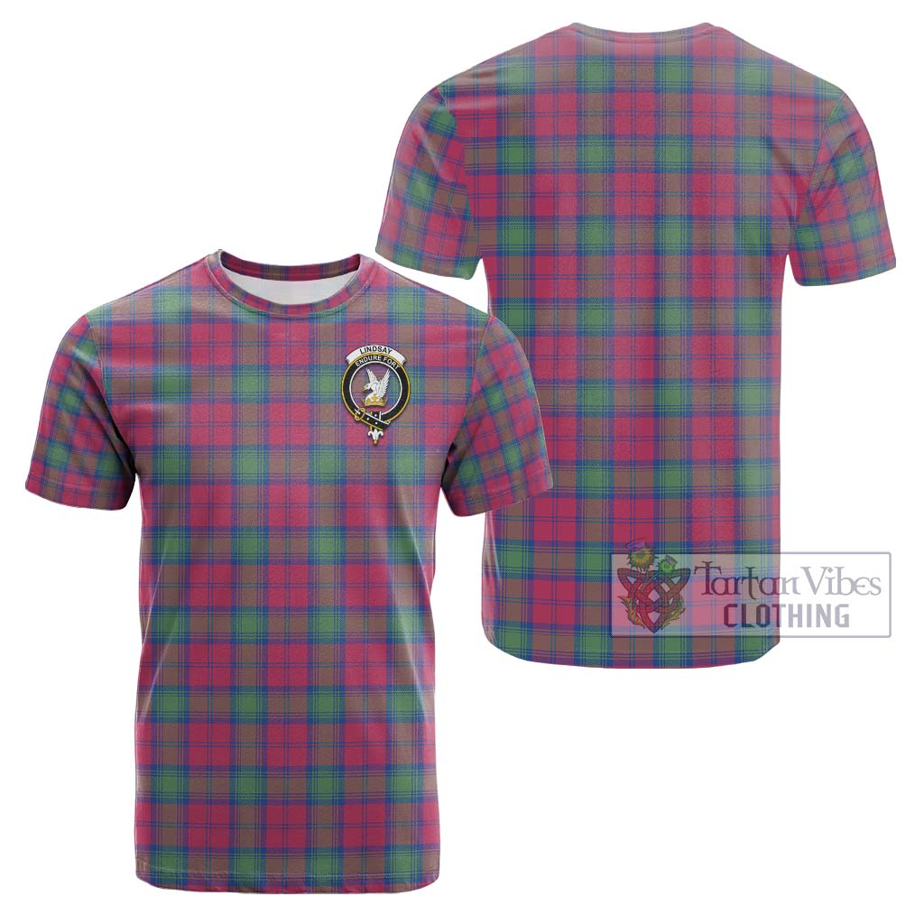 Tartan Vibes Clothing Lindsay Ancient Tartan Cotton T-Shirt with Family Crest
