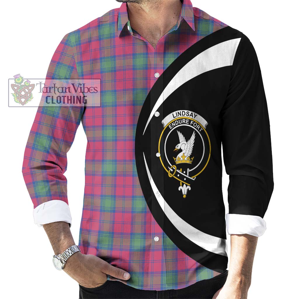 Lindsay Ancient Tartan Long Sleeve Button Up with Family Crest Circle Style - Tartan Vibes Clothing