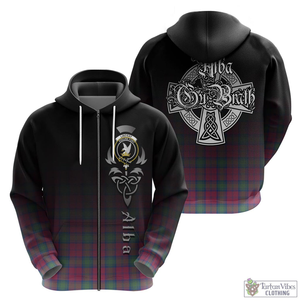 Tartan Vibes Clothing Lindsay Ancient Tartan Hoodie Featuring Alba Gu Brath Family Crest Celtic Inspired